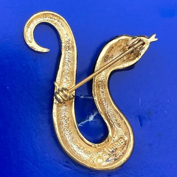 Vintage Gerry’s Signed Goldtone Black Snake Brooch Pin Rare Collectible - Picture 3 of 10